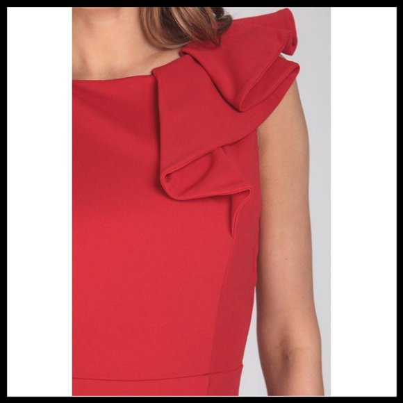 NWT Ruffled Shoulder Maxi Dress Thigh Split SML - Picture 5 of 5